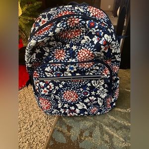 Vera Bradley Blue Red White Blossoms Campus Backpack - NWOT
